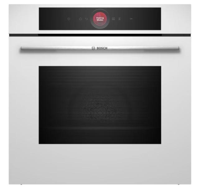 Фурна Bosch HBG7741W1, SER8, Built-in oven 60 x 60 cm, 71 l, TFT touch display, Digital control ring, Hotair Gentle, Air Fry function, A+, Pyrolytic+Hydrolytic, Oven Assistant, Home Connect, White