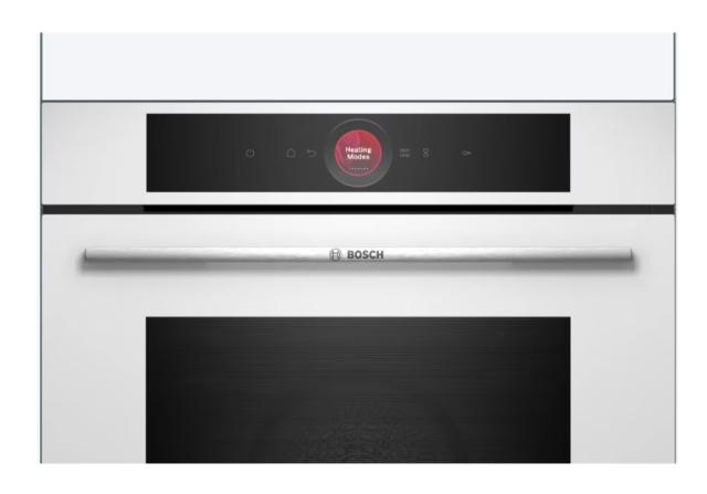 Фурна Bosch HBG7741W1, SER8, Built-in oven 60 x 60 cm, 71 l, TFT touch display, Digital control ring, Hotair Gentle, Air Fry function, A+, Pyrolytic+Hydrolytic, Oven Assistant, Home Connect, White