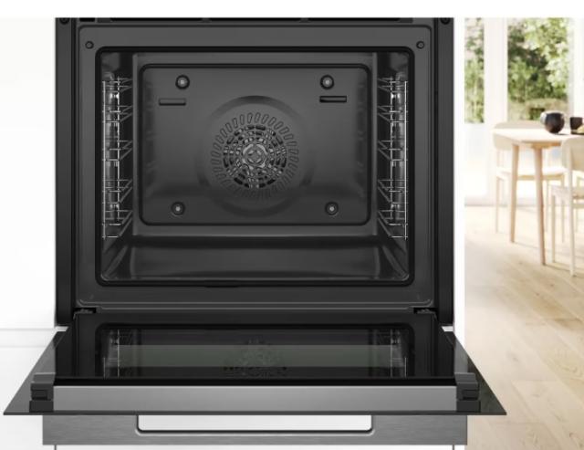 Фурна Bosch HBG7741W1, SER8, Built-in oven 60 x 60 cm, 71 l, TFT touch display, Digital control ring, Hotair Gentle, Air Fry function, A+, Pyrolytic+Hydrolytic, Oven Assistant, Home Connect, White