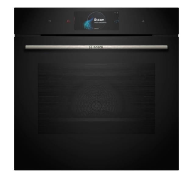 Фурна Bosch HRG7784B1, SER8, Built-in Steam oven 60 x 60 cm, 71 l, TFT touch display, Digital control ring, 4D hot air, Air fry, Added steam, Pyrolytic+Hydrolytic, Oven Assistant, Meatprobe, A+, HC, Black