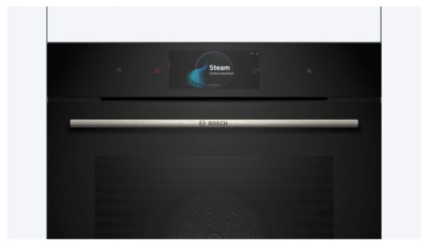 Фурна Bosch HRG7784B1, SER8, Built-in Steam oven 60 x 60 cm, 71 l, TFT touch display, Digital control ring, 4D hot air, Air fry, Added steam, Pyrolytic+Hydrolytic, Oven Assistant, Meatprobe, A+, HC, Black