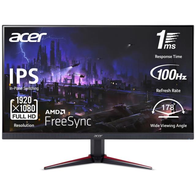 Монитор Acer Nitro VG270Ebmiix 27" IPS LED, Anti-Glare, ZeroFrame FreeSync 100Hz 16:9 1ms(VRB),100M:1, 250nits, 1920x1080 FHD, VGA, 2xHDMI, MM Audio in/out, Speakers, Black
