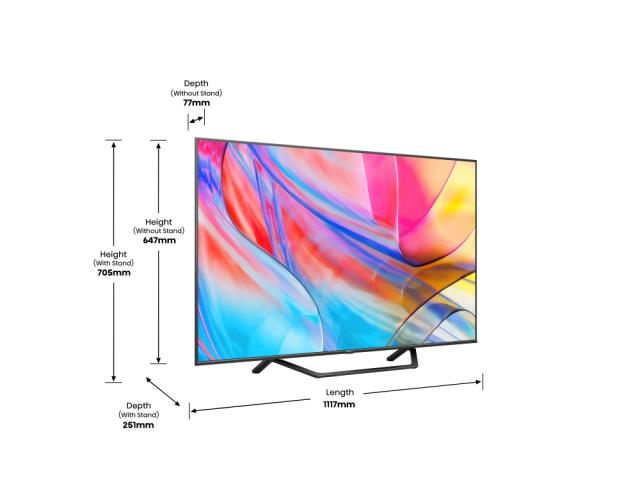 Телевизор Hisense 50" A7GQ, 4K Ultra HD 3840x2160, QLED, FALD, Quantum Dot, HDR 10+, HLG, Dolby Vision, Dolby Atmos, Smart TV, WiFi 5GHz, WiFi Direct, BT, Anyview Cast, 3xHDMI, 2xUSB, LAN, CI+, DVB-T2/C/S2, Dark Grey