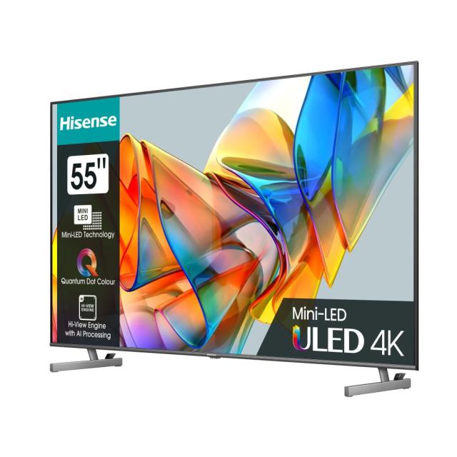 Телевизор Hisense 55" U6KQ, 4K Ultra HD 3840x2160, ULED, Quantum Dot, 60Hz, IPS, HDR 10+, HLG, Dolby Vision IQ, Dolby Atmos, Smart TV, WiFi 5GHz, WiFi Direct, BT, Anyview Cast, 3xHDMI, 2xUSB, LAN, CI+, DVB-T2/C/S2, Black