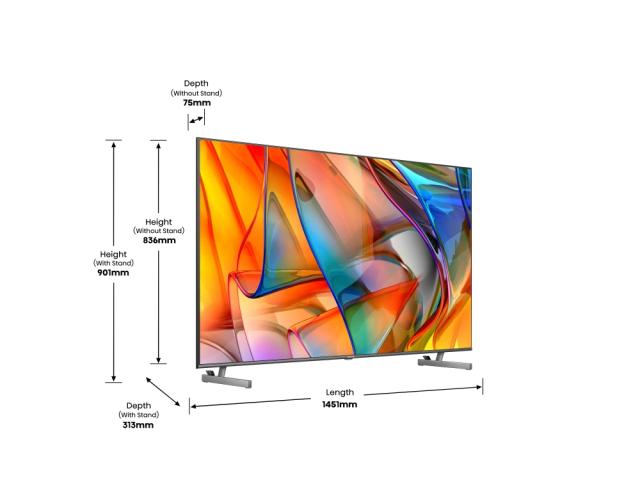 Телевизор Hisense 65" U6KQ, 4K Ultra HD 3840x2160, ULED, Quantum Dot, 60Hz, IPS, HDR 10+, HLG, Dolby Vision IQ, Dolby Atmos, Smart TV, WiFi 5GHz, WiFi Direct, BT, Anyview Cast, 3xHDMI, 2xUSB, LAN, CI+, DVB-T2/C/S2, Black