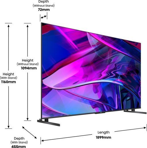 Телевизор Hisense 85" U7KQ, 4K Ultra HD 3840x2160, ULED, FALD, Quantum Dot, 144Hz, IPS, HDR 10+, HLG, Dolby Vision IQ, Dolby Atmos, Smart TV, WiFi 5GHz, WiFi Direct, BT, Anyview Cast, 4xHDMI, 2xUSB, LAN, CI+, DVB-T2/C/S2, Black