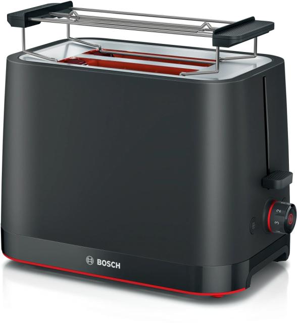 Тостер Bosch TAT3M123, MyMoment Compact toaster, 950 W, Auto power off, Defrost and reheat setting, Removable and foldable bun attachment, High lift, Black