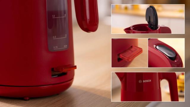 Електрическа кана Bosch TWK2M164, MyMoment Plastic Kettle, 2400 W, 1.7 l, Cup indicator, Limescale filter, Triple safety function, Red
