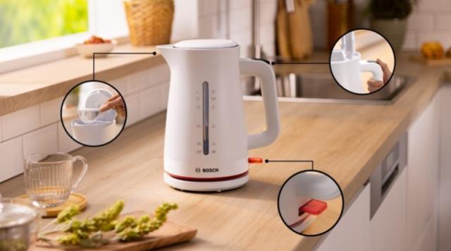 Електрическа кана Bosch TWK3M121, MyMoment Plastic Kettle, 2400 W, 1.7 l, Cup indicator, Limescale filter, Triple safety function, White
