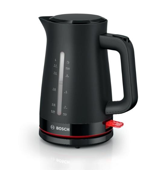 Електрическа кана Bosch TWK3M123, MyMoment Plastic Kettle, 2400 W, 1.7 l, Cup indicator, Limescale filter, Triple safety function, Black