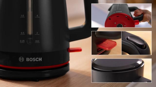 Електрическа кана Bosch TWK3M123, MyMoment Plastic Kettle, 2400 W, 1.7 l, Cup indicator, Limescale filter, Triple safety function, Black
