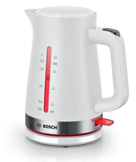 Електрическа кана Bosch TWK4M221, MyMoment Plastic Kettle, 2400 W, 1.7 l, Interior light, Cup indicator, Limescale filter, Triple safety function, White