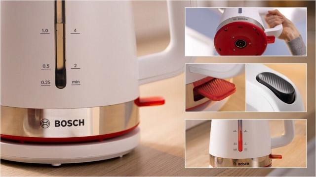 Електрическа кана Bosch TWK4M221, MyMoment Plastic Kettle, 2400 W, 1.7 l, Interior light, Cup indicator, Limescale filter, Triple safety function, White
