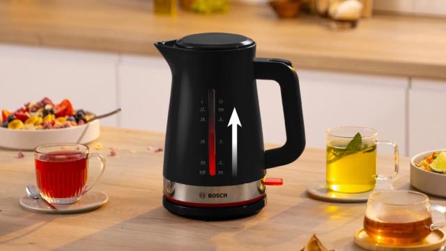 Електрическа кана Bosch TWK4M223, MyMoment Plastic Kettle, 2400 W, 1.7 l, Interior light, Cup indicator, Limescale filter, Triple safety function, Black