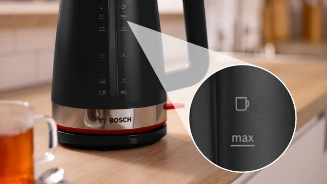 Електрическа кана Bosch TWK4M223, MyMoment Plastic Kettle, 2400 W, 1.7 l, Interior light, Cup indicator, Limescale filter, Triple safety function, Black