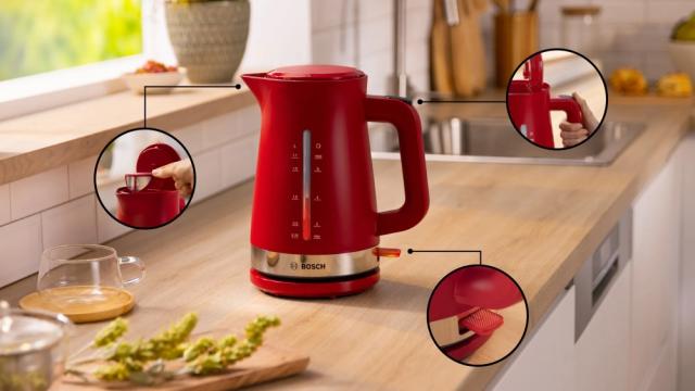 Електрическа кана Bosch TWK4M224, MyMoment Plastic Kettle, 2400 W, 1.7 l, Interior light, Cup indicator, Limescale filter, Triple safety function, Red