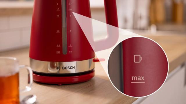 Електрическа кана Bosch TWK4M224, MyMoment Plastic Kettle, 2400 W, 1.7 l, Interior light, Cup indicator, Limescale filter, Triple safety function, Red