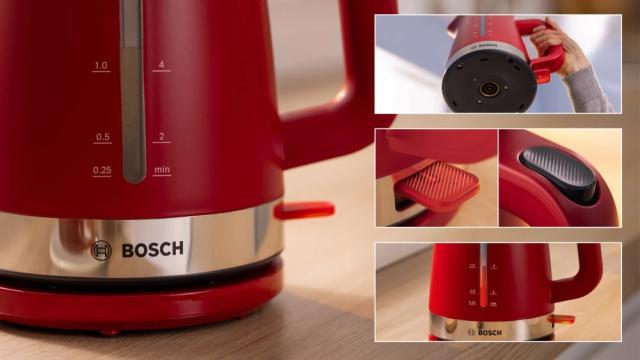 Електрическа кана Bosch TWK4M224, MyMoment Plastic Kettle, 2400 W, 1.7 l, Interior light, Cup indicator, Limescale filter, Triple safety function, Red