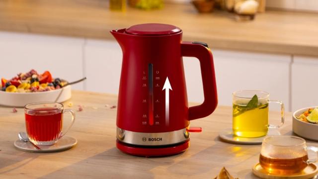 Електрическа кана Bosch TWK4M224, MyMoment Plastic Kettle, 2400 W, 1.7 l, Interior light, Cup indicator, Limescale filter, Triple safety function, Red