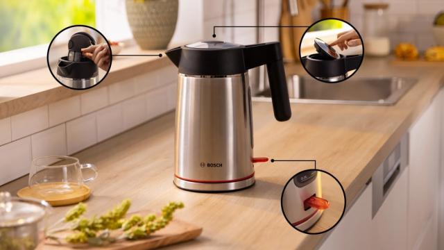 Електрическа кана Bosch TWK6M480, MyMoment Stainless steel Kettle, 2400 W, 1.7 l, Interior light, Cup indicator, Limescale filter, Triple safety function, Stainless steel