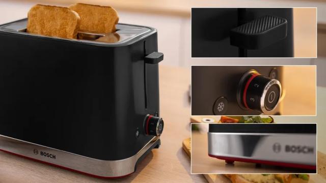 Тостер Bosch TAT4M223, MyMoment Compact toaster, 950 W, Auto power off, Defrost and reheat setting, Removable and foldable bun attachment, High lift, Black