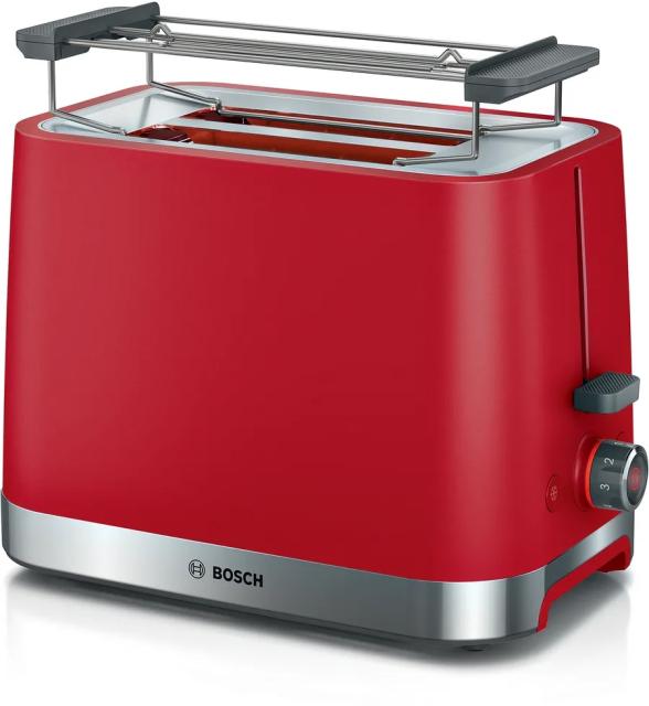 Тостер Bosch TAT4M224, MyMoment Compact toaster, 950 W, Auto power off, Defrost and reheat setting, Removable and foldable bun attachment, High lift, Red