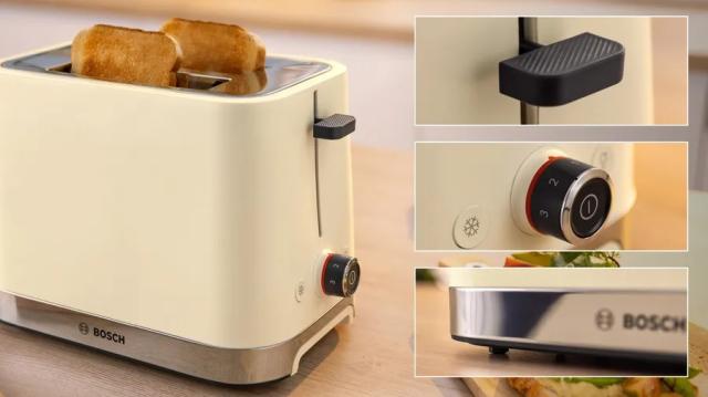 Тостер Bosch TAT4M227, MyMoment Compact toaster, 950 W, Auto power off, Defrost and reheat setting, Removable and foldable bun attachment, High lift, Cream
