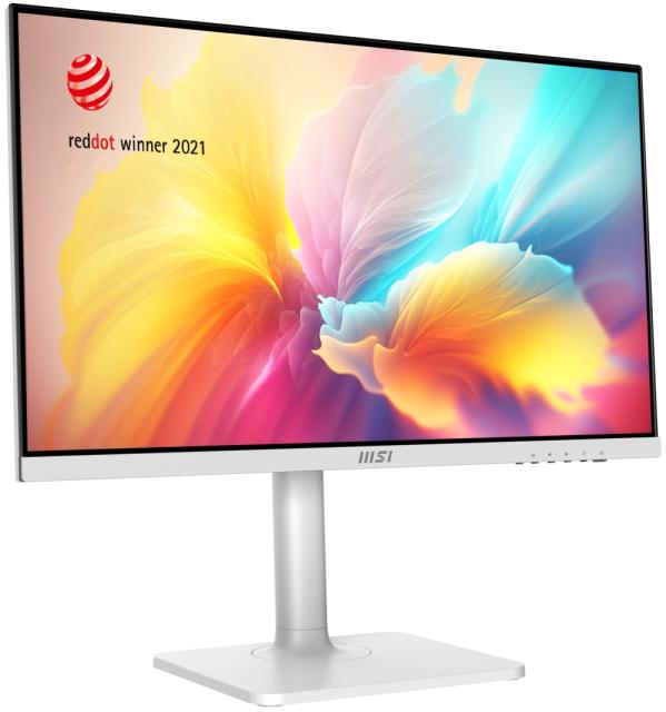 Монитор MSI PRO MODERN MD2412PW, 23.8", IPS, 1920x1080, 1000:1, 1 x HDMI, 1 x Type C (DisplayPort Alternate & 15W PD), 2x 3W SPEAKERS, Less Blue Light PRO, HEIGHT ADJUSTMENT 110 mm, Up to 100Hz, 4ms GTG, Adaptive-Sync Support, White