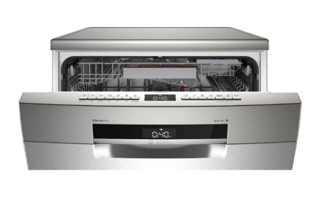 Съдомиялна Bosch SMS4ENI06E SER4 Free-standing dishwasher, B, EcoDrying, 9,0l, 13ps, 6p/5o, 42dB(B), Silence 41dB, Extra Space 3rd basket, Rackmatic, inox, HC