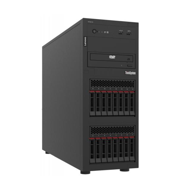 Сървър Lenovo ThinkSystem ST250 V2, Xeon E-2378 (8C 2.6GHz 16MB Cache/65W), 1x32GB, O/B, 2.5" HS (8), 5350-8i, 2x HS 750W Titanium, XCC Enterprise, No DVD