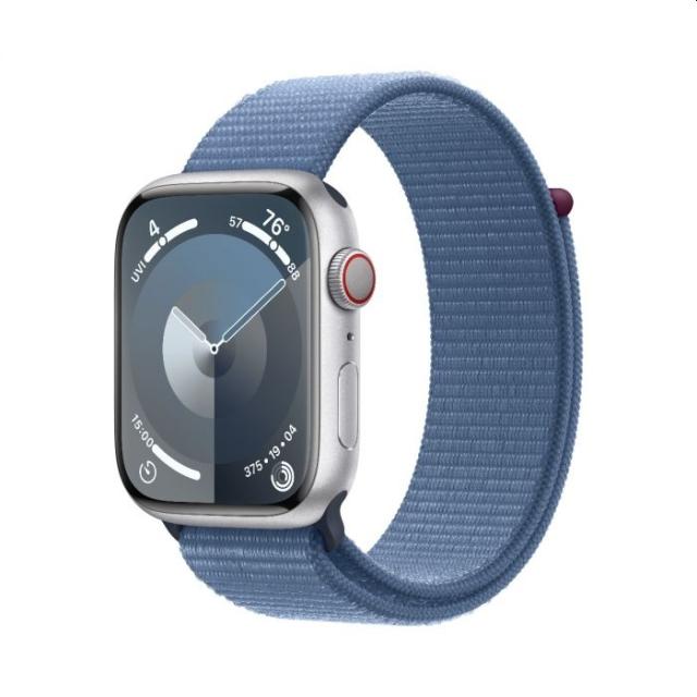 Часовник Apple Watch Series 9 GPS + Cellular 45mm Silver Aluminium Case with Winter Blue Sport Loop