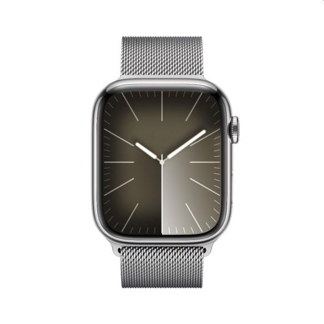 Часовник Apple Watch Series 9 GPS + Cellular 45mm Silver Stainless Steel Case with Silver Milanese Loop