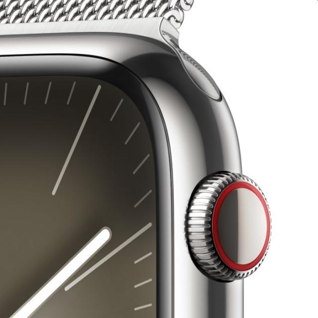 Часовник Apple Watch Series 9 GPS + Cellular 45mm Silver Stainless Steel Case with Silver Milanese Loop