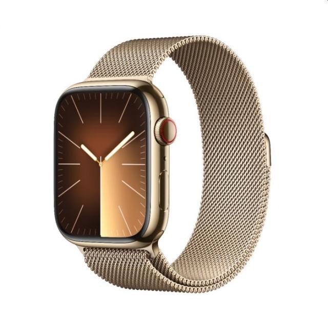 Часовник Apple Watch Series 9 GPS + Cellular 45mm Gold Stainless Steel Case with Gold Milanese Loop