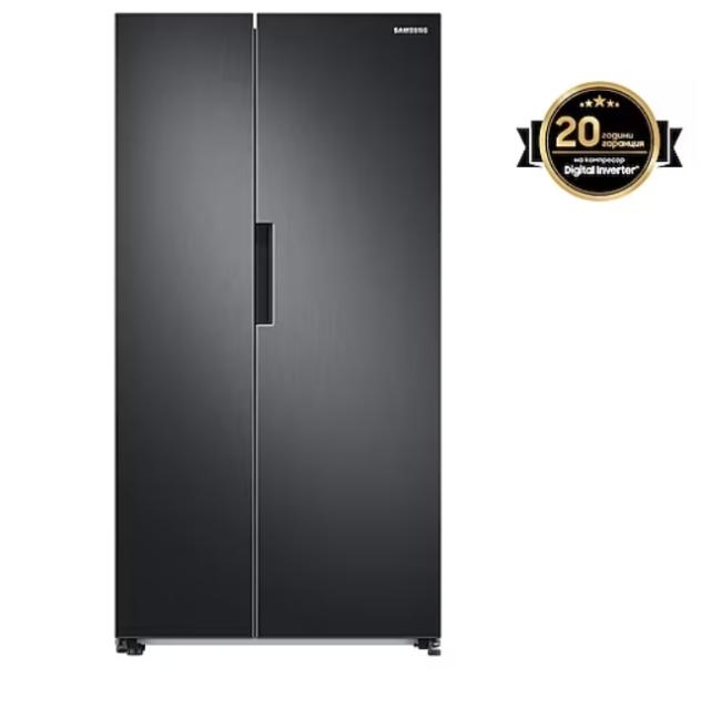 Хладилник Samsung RS66A8101B1/EF, Side by Side Refrigerator with SpaceMax technology, Twin Cooling Plus, Smart Conversion, No Frost, 652 I (409/243), 36 dBA, DIT, Energy Efficiency E, H 178 cm, Black