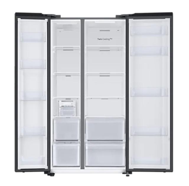 Хладилник Samsung RS66A8101B1/EF, Side by Side Refrigerator with SpaceMax technology, Twin Cooling Plus, Smart Conversion, No Frost, 652 I (409/243), 36 dBA, DIT, Energy Efficiency E, H 178 cm, Black
