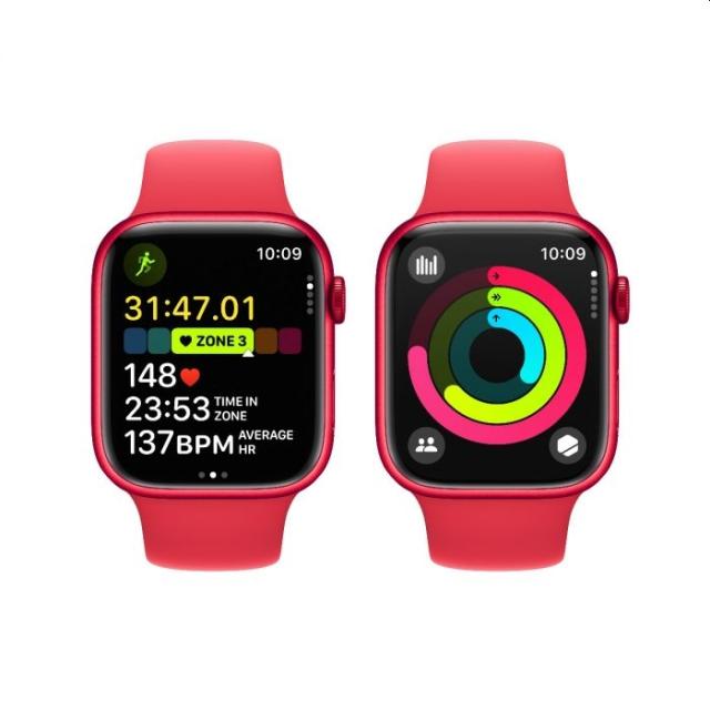 Часовник Apple Watch Series 9 GPS 45mm (PRODUCT)RED Aluminium Case with (PRODUCT)RED Sport Band - S/M