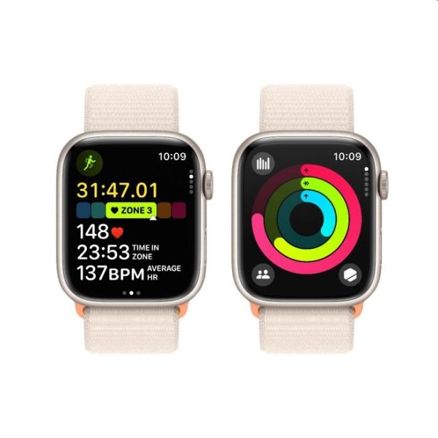 Часовник Apple Watch Series 9 GPS 45mm Starlight Aluminium Case with Starlight Sport Loop