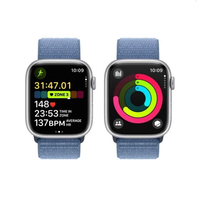 Часовник Apple Watch Series 9 GPS 45mm Silver Aluminium Case with Winter Blue Sport Loop