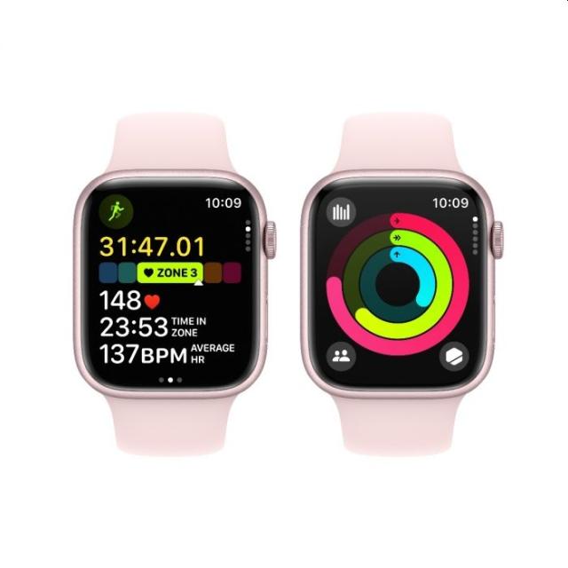 Часовник Apple Watch Series 9 GPS 45mm Pink Aluminium Case with Light Pink Sport Band - S/M