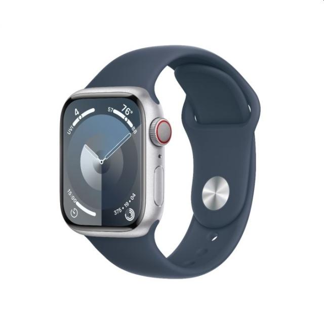 Часовник Apple Watch Series 9 GPS + Cellular 41mm Silver Aluminium Case with Storm Blue Sport Band - M/L