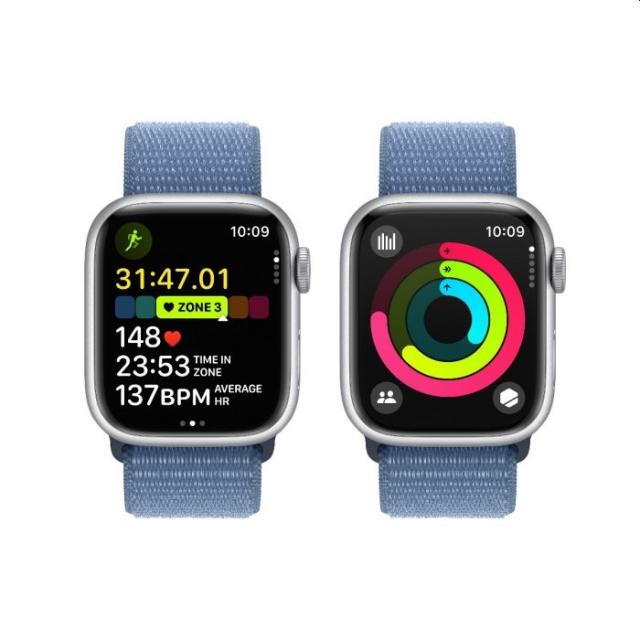 Часовник Apple Watch Series 9 GPS + Cellular 41mm Silver Aluminium Case with Winter Blue Sport Loop
