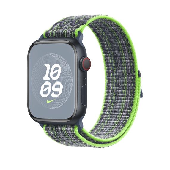 Каишка за часовник Apple 45mm Bright Green/Blue Nike Sport Loop
