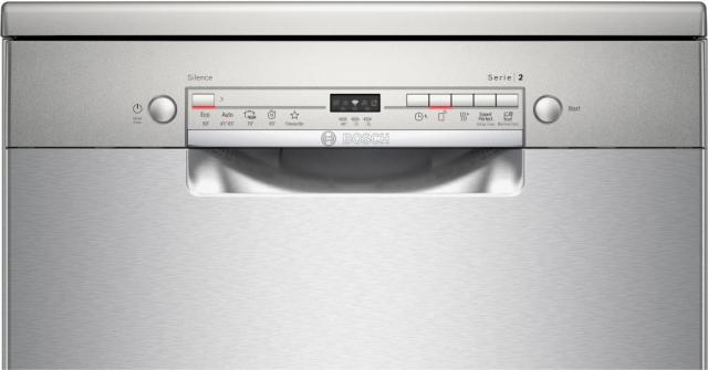 Съдомиялна Bosch SMS2ITI11E SER2 Free-standing dishwasher, E, Polinox, 10,5l, 12ps, 5p/4o, 48dB(C), inox, Start delay 9h, w/o Height Adjustable Top Basket, Extra dry, HC
