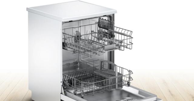 Съдомиялна Bosch SMS2ITW11E SER2 Free-standing dishwasher, E, Polinox, 10,5l, 12ps, 5p/4o, 48dB(C), Start delay 9h, w/o Height Adjustable Top Basket, Extra dry, white, HC