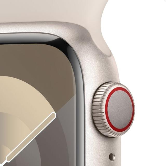 Часовник Apple Watch Series 9 GPS + Cellular 41mm Starlight Aluminium Case with Starlight Sport Band - S/M