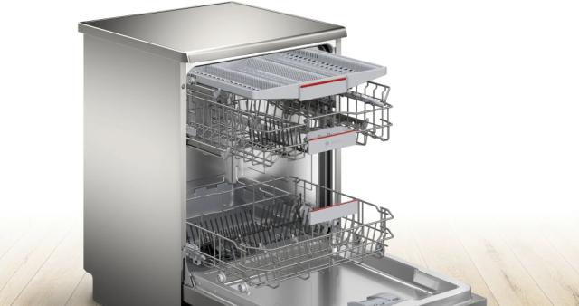 Съдомиялна Bosch SMS4EVI00E SER4 Free-standing dishwasher, C, EcoDrying, Polinox, 9,0l, 14ps, 6p/5o, 44dB(B), Silence 43dB, 3rd drawer, Rackmatic, inox, HC
