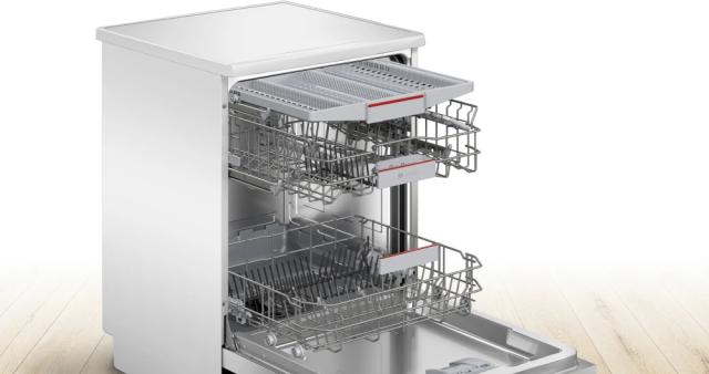Съдомиялна Bosch SMS4EVW00E SER4 Free-standing dishwasher, C, EcoDrying, Polinox, 9,0l, 14ps, 6p/5o, 44dB(B), Silence 42dB, 3rd drawer, Rackmatic, white, HC
