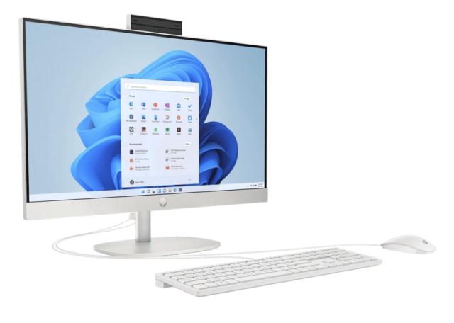 Компютър HP All-in-One Pavilion 24-cr0005nu,  Intel Core i5-1335U 10C (1.3/4.6GHz, 12MB Cache), 23.8" (60.45cm) Full HD IPS Anti-Glare Display, 16GB DDR4, 512GB SSD NVMe, HDMI, 1x USB 3.2 Gen 1 Type-C, HP Keyboard & HP Mouse, Free DOS