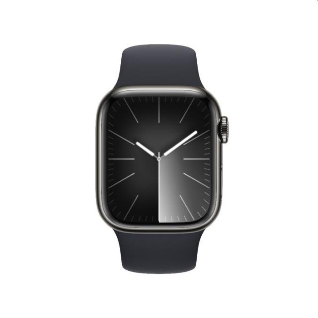 Часовник Apple Watch Series 9 GPS + Cellular 41mm Graphite Stainless Steel Case with Midnight Sport Band - M/L